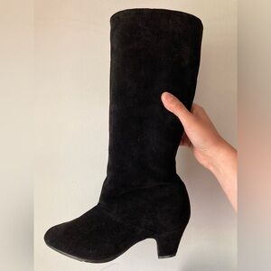 Black Suede Hush Puppies Boot sz 8 women's EUC